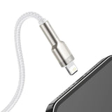 Cablu Baseus de date Cafule Series Metal (Caljk-A02), USB to Lightning, 2.4A, 480Mbps, 1m, alb