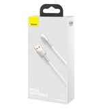 Cablu Baseus de date Cafule Series Metal (Caljk-A02), USB to Lightning, 2.4A, 480Mbps, 1m, alb