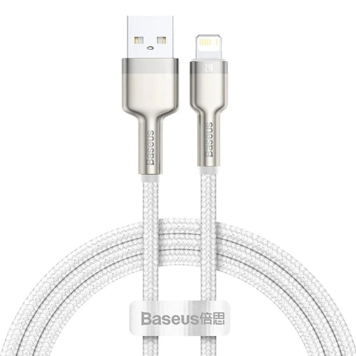 Cablu Baseus de date Cafule Series Metal (Caljk-A02), USB to Lightning, 2.4A, 480Mbps, 1m, alb