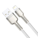 Cablu Baseus de date Cafule Series Metal (Caljk-A02), USB to Lightning, 2.4A, 480Mbps, 1m, alb