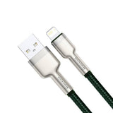 Cablu Baseus de date Cafule Series Metal (Caljk-A06), USB to Lightning, 2.4A, 480Mbps, 1m, verde