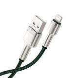 Cablu Baseus de date Cafule Series Metal (Caljk-A06), USB to Lightning, 2.4A, 480Mbps, 1m, verde