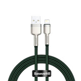 Cablu Baseus de date Cafule Series Metal (Caljk-A06), USB to Lightning, 2.4A, 480Mbps, 1m, verde