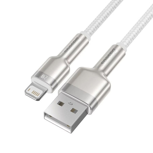 Cablu Baseus de date Cafule Series Metal (Caljk-B02), USB to Lightning 2.4A, 2m, alb