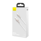 Cablu Baseus de date Cafule Series Metal (Caljk-B02), USB to Lightning 2.4A, 2m, alb