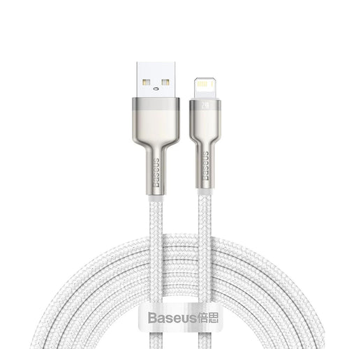 Cablu Baseus de date Cafule Series Metal (Caljk-B02), USB to Lightning 2.4A, 2m, alb