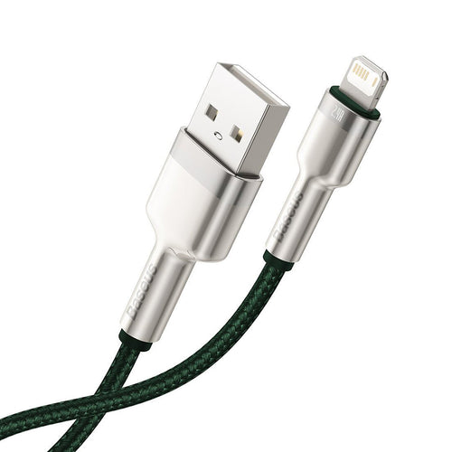 Cablu Baseus de date Cafule Series Metal (Caljk-B06), USB to Lightning 2.4A, 2m, verde