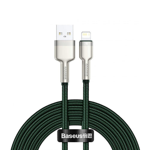 Cablu Baseus de date Cafule Series Metal (Caljk-B06), USB to Lightning 2.4A, 2m, verde