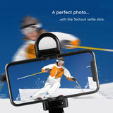 Selfie stick Techsuit (S01-S), Compact Tripod Mount cu Bluetooth Telecomanda, LED Fill Light, Pliabil, 70cm, negru