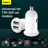 Incarcator auto Baseus Grain (Ccall-ML02), Dual USB, LED Backlight, 5V, 3.1A, alb