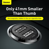 Incarcator auto Baseus Grain (Ccall-ML02), Dual USB, LED Backlight, 5V, 3.1A, alb