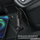 Incarcator auto Baseus Share Together (Ccbt-C0G), cu Cigarette Lighter Expansion, USB-A, Type-C, 120W, negru