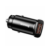 Incarcator auto Baseus Square Metal Series (Ccall-DS01), 2x USB, Incarcare rapida 3.0, SCP, AFC, 30W, negru