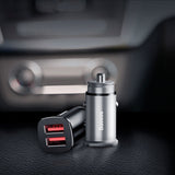 Incarcator auto Baseus Square Metal Series (Ccall-DS01), 2x USB, Incarcare rapida 3.0, SCP, AFC, 30W, negru