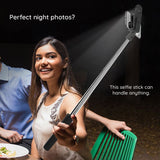 Selfie stick Techsuit Mini (S05-S), Compact Tripod Mount cu Bluetooth Telecomanda, LED Light, Pliabil, 105cm, negru