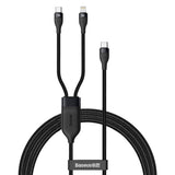 Cablu Baseus de date Flash Series 2in1 (CA1T2-F01), Type-C to Type-C, Lightning 100W, 1.2m, negru