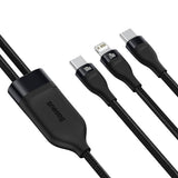Cablu Baseus de date Flash Series 2in1 (CA1T2-F01), Type-C to Type-C, Lightning 100W, 1.2m, negru