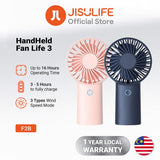 JisuLife Premium Mini Hand Fan Life3 (F2B), portabil, Ultra-Silent, Type-C, 3 Speeds, 4000mAh, Alb