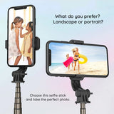 Selfie stick Techsuit Mini (L10), Stable Tripod cu Bluetooth Telecomanda, 360 Rotation, Aluminium Alloy, 68cm, negru