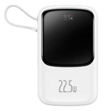 Baterie Externa Baseus Qpow Pro (PPQD020102), Lightning, 2x Type-C, USB, 22.5W, 10000mAh, Cable Type-C, 3A, 30cm, Alb