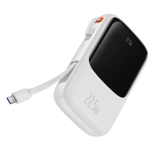 Baterie Externa Baseus Qpow Pro (PPQD020102), Lightning, 2x Type-C, USB, 22.5W, 10000mAh, Cable Type-C, 3A, 30cm, Alb