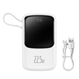 Baterie Externa Baseus Qpow Pro (PPQD020102), Lightning, 2x Type-C, USB, 22.5W, 10000mAh, Cable Type-C, 3A, 30cm, Alb
