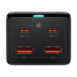 Incarcator retea Baseus /Powerstrip (PSZM000201), Type-C Cable Included, 2 x AC, 2 x USB, 2 x Type-C, 100W, negru
