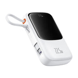 Baterie Externa Baseus Qpow Pro+ (P10067101213-00), Lightning, 2x Type-C, USB, 22.5W, 10000mAh, Cable Type-C, Alb