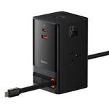 Incarcator retea Baseus PowerCombo Digital PowerStrip (PSLR000101), 3xAC, USB, Type-C cu Type-C Cable, 65W, US Plug, negru