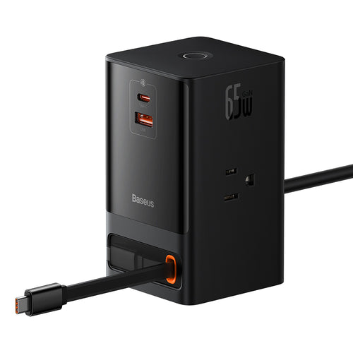 Incarcator retea Baseus PowerCombo Digital PowerStrip (PSLR000101), 3xAC, USB, Type-C cu Type-C Cable, 65W, US Plug, negru
