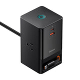 Incarcator retea Baseus PowerCombo Digital PowerStrip (PSLR000101), 3xAC, USB, Type-C cu Type-C Cable, 65W, US Plug, negru