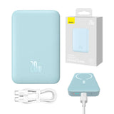 Baterie Externa Baseus Magnetic Mini (PPCX110103), USB-C, MagSafe, 10000mAh, 20W, cu Cable Type-C, 3A, 30cm, Bleu