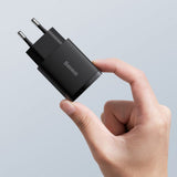 Incarcator retea Baseus Compact (Ccxj-B01), USB-C, PD, 20W, USB-A, QC, 3A, negru