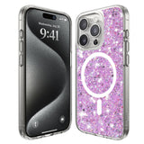 Husa pentru iPhone 15 Pro, Techsuit Sparkly Glitter MagSafe, alb
