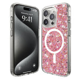 Husa pentru iPhone 15 Pro, Techsuit Sparkly Glitter MagSafe, alb