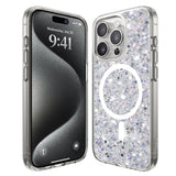 Husa pentru iPhone 15 Pro, Techsuit Sparkly Glitter MagSafe, alb