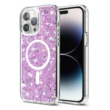 Husa pentru iPhone 14 Pro, Techsuit Sparkly Glitter MagSafe, alb