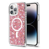 Husa pentru iPhone 14 Pro, Techsuit Sparkly Glitter MagSafe, alb