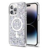 Husa pentru iPhone 14 Pro, Techsuit Sparkly Glitter MagSafe, alb