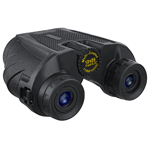 Techsuit HD Binocular Telescope (BN1)- cu Nigh Vision, portabil, Multi Coated Lenses, Compact, Easy Focus, 12x25, Negru