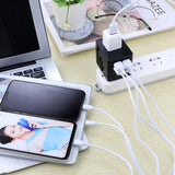 Adaptor pentru Calatorie Techsuit (HHT520), 3 x USB, Type-C, EU, UK, AUS, US, Negru
