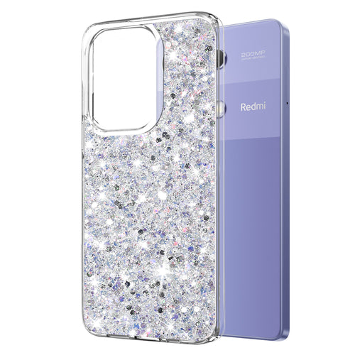 Husa pentru Xiaomi Redmi Note 13 Pro 4G, Techsuit Sparkly Glitter, alb