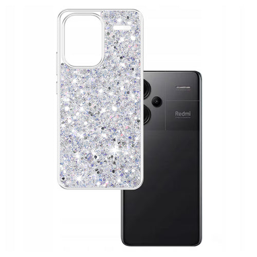 Husa pentru Xiaomi Redmi Note 13 Pro+ 5G, Techsuit Sparkly Glitter, alb