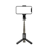 Selfie stick Techsuit Mini (Q10), Stable Gimbal/Tripod cu Bluetooth Telecomanda, Fill Light, 360 Rotation, 68cm, negru