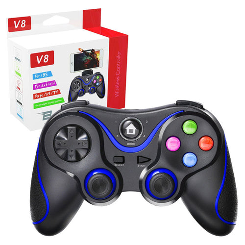 Gamepad Techsuit Wireless Controller (V8), Bluetooth V4.0, 2.4G, 400mAh, negru;albastru