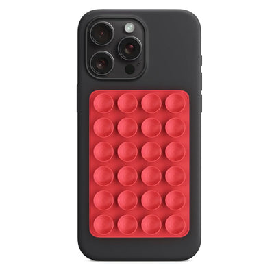 Suport de birou Techsuit Suport telefon (SR-PAD), Suction Pad pentru Selfies, Silicon, Adhesive Mount, Rectangular Shape, rosu