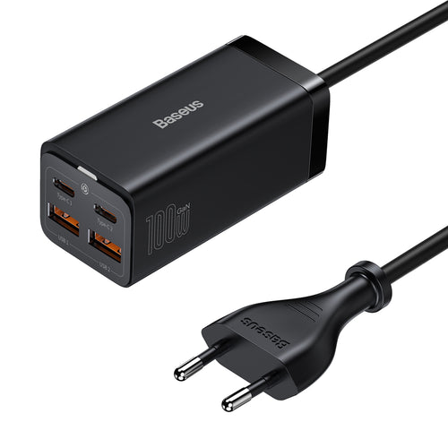 Incarcator wireless Baseus GaN3 Pro Desktop (CCGP000101), 2xUSB-C, 2xUSB-A, 100W, cu Cable Type-C to Type-C, 1m, negru