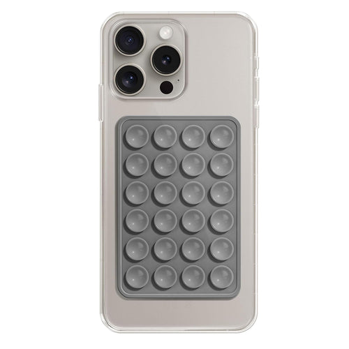 Suport de birou Techsuit Suport telefon (ST-PAD), Suction Pad pentru Selfies, Silicon, Adhesive Mount, Rectangular Shape, gri
