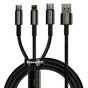 Cablu Baseus de date Tugsten Auriu 3in1 (Camltwj-01), USB to Type-C, Lightning, Micro-USB 3.5A, 1.5m, negru