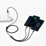 Cablu Baseus de date Tugsten Auriu 3in1 (Camltwj-01), USB to Type-C, Lightning, Micro-USB 3.5A, 1.5m, negru